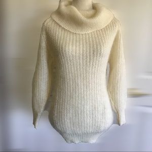 Off White Mohair Sweater/Cowl neck or off shoulder